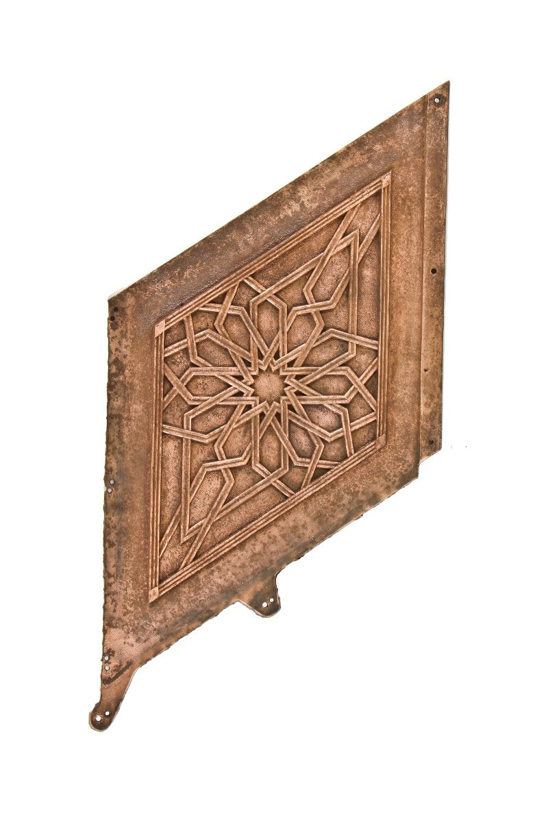 historically important original 19th century single-sided john root-designed rookery building "wainscot" copper-plated iron staircase panel