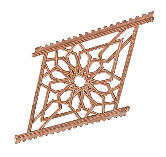 c. 1987 painted red solid wood "follow" board used to fabricate interior rookery building cast iron staircase replacement balusters