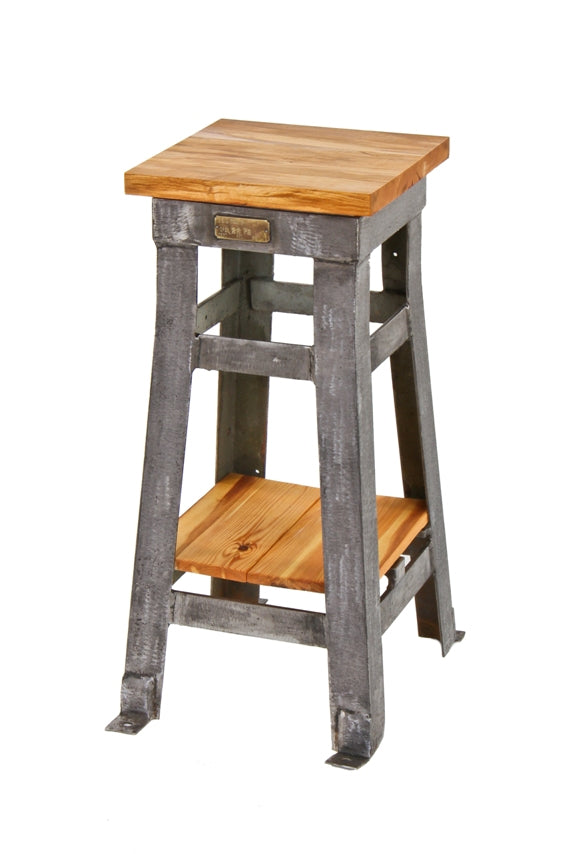 refurbished c. 1930's american antique industrial all-welded heavy gauge steel factory machine shop machine base with newly added wood top