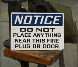 early 1950's vintage american industrial single-sided baked enameled die cut steel "do not place" factory notification sign