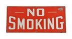 c. 1940's original american industrial single-sided die cut steel general electric factory cherry red enameled "no smoking" notification sign