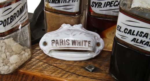 all original 19th century american antique medical white porcelain drugstore or apothecary "paris white" sliding drawer handle