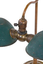 intact and hard to find early 20th century original american single arm adjustable office desk incandescent lamp with fully functional benjamin twin socket plug