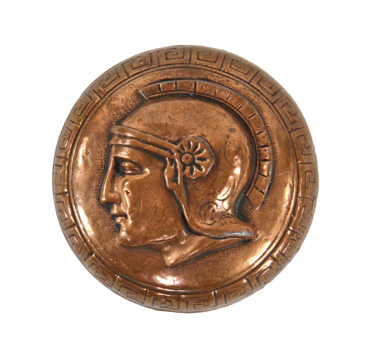 highly collectible c. 1870's antique american ornamental cast bronze costumed soldier figural doorknob with footed shank