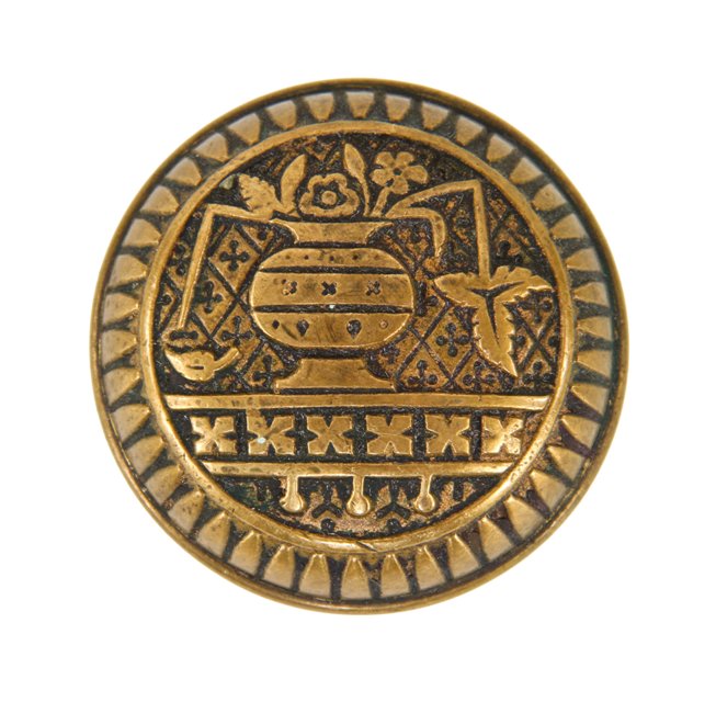 late 1880's patented interior residential american eastlake style "broken leaf" pattern dome-shaped cast brass doorknob