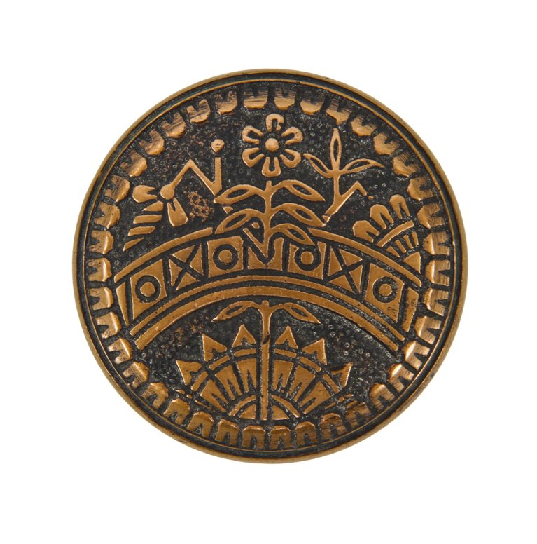 19th century original antique american aesthetic movement ornamental cast brass passage size doorknob with black enameled inlay