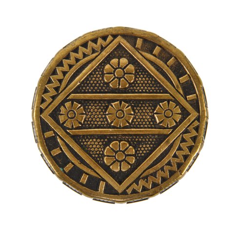 19th century antique american ornamental cast brass "geometric" pattern entrance door size doorknob accentuated with floral rosettes