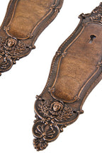 matching set of seldom found original early 20th century "chantilly" pattern ornamental cast bronze residential swinging door push plates