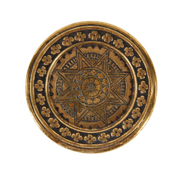 original 19th century antique american ornamental cast bronze "crisscross" pattern drum-shaped doorknob with recessed center