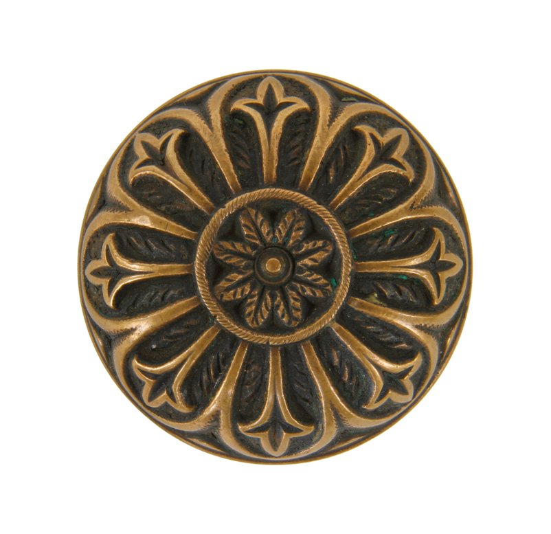 finely detailed 19th century american ornamental cast bronze interior residential radially symmetric footed shank doorknob