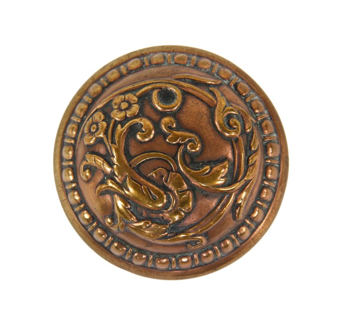 very unique and visually distinctive antique american art nouveau style dome-shaped "de bercy" brass doorknob