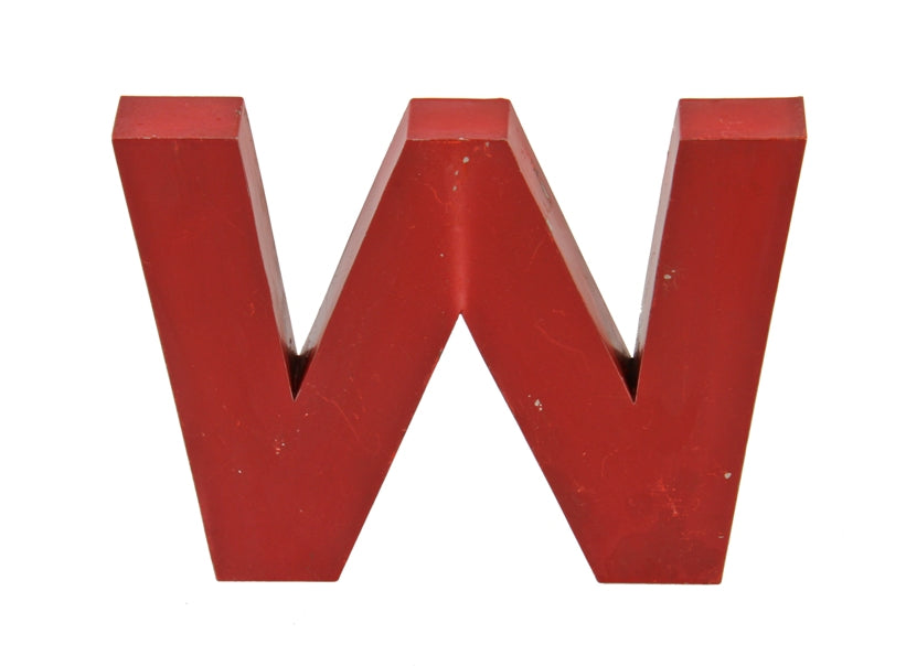 single-sided late 1950's american exterior flush mount pressed and folded lightweight steel grocery store letter sign with red paint finish