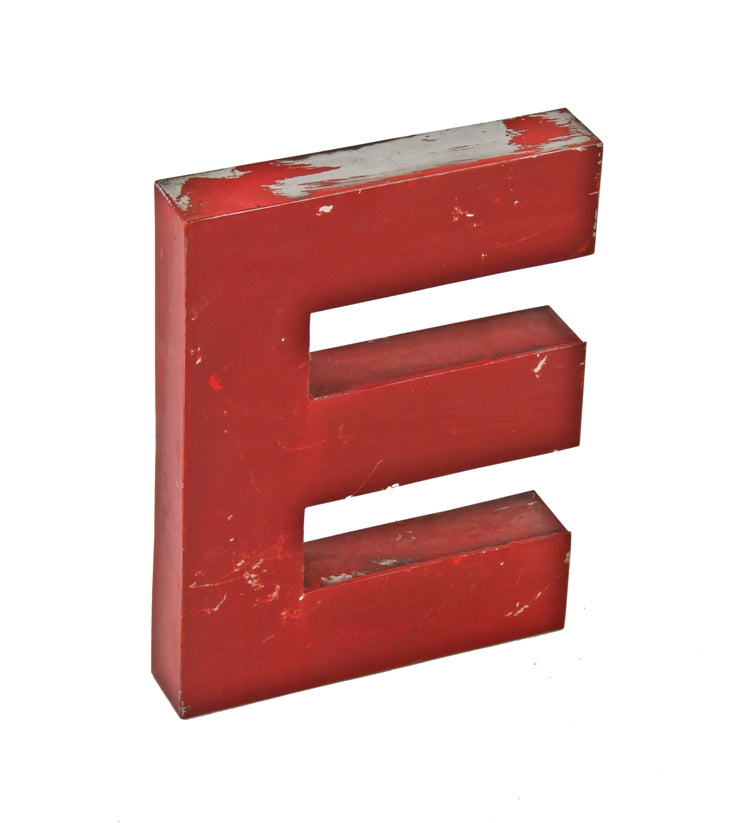 single-sided c. 1950's vintage american flush mount red painted folded and pressed steel chicago grocery market letter sign