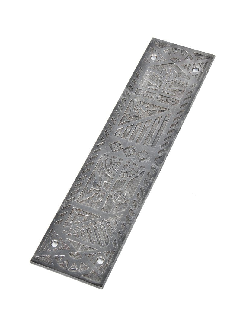 late 19th century original antique american aesthetic movement ornamental cast iron interior residential swinging door push plate