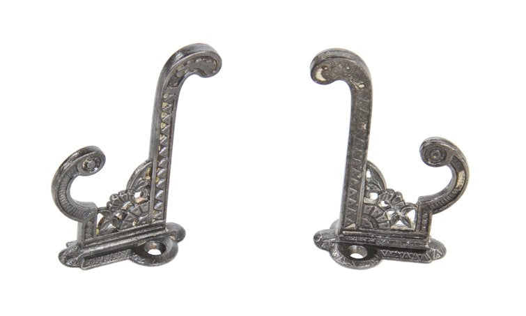 original late 19th century antique american eastlake style ornamental cast iron "oriental" pattern residential flush mount double hooks