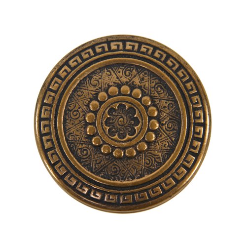 very attractive 19th century antique american drum-shaped cast brass eastlake style doorknob with textured field pattern and neogrec key