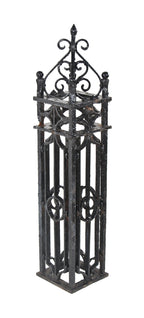 very impressive early 20th century highly ornamented new york city mansion exterior black enameled wrought iron newel post with ball finials and scrollwork