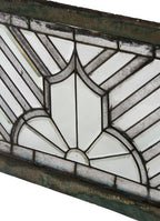 astonishing late 1880's oversized antique american victorian era residential transom window with combination bevel and textured glass "sun ray motif"