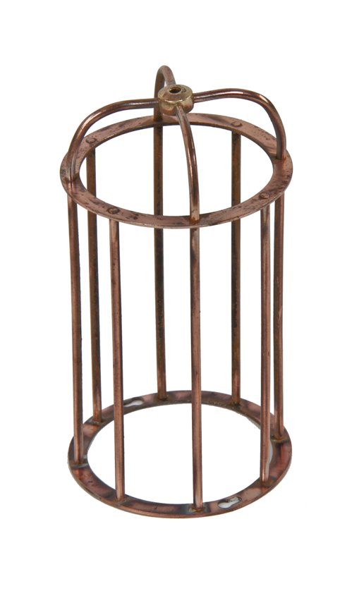 original and intact early 20th century antique american salvaged chicago copper-plated brass industrial "crescent" style portable lamp replacement cage