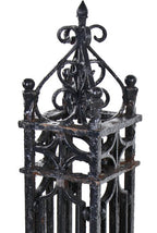original and intact antique american black enameled decorative wrought iron exterior new york city mansion stair landing newel post