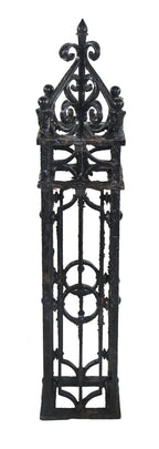 original and intact antique american black enameled decorative wrought iron exterior new york city mansion stair landing newel post