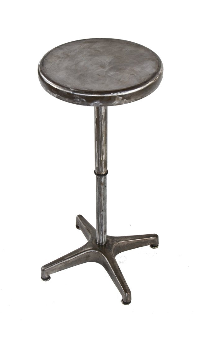 completely refinished and fully functional vintage american industrial adjustable height stationary stool with cast iron base