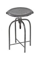 vintage c. 1930's american medical adjustable height bent tubular steel four-legged hospital examination room stool with revolving seat