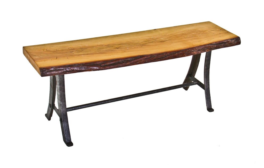 vintage american industrial low-lying stationary sitting bench comprised of old growth poplar wood and cast iron factory machine legs