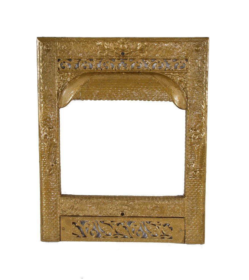 original late 19th or early 20th century metallic gold enameled dawson brothers interior residential fireplace gas grate or grille