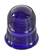 intact american vintage industrial airport runway stake light reinforced cobalt blue dome-shaped fresnel lens ground glass globe with bottom flange