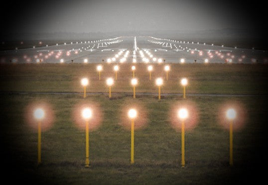 two matching all original and fully functional cobalt blue glass salvaged chicago crouse-hinds airstrip landing lights