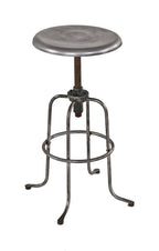 c. 1930's original four-legged all-welded heavy gauge solid steel adjustable height dentist examination stool with revolving seat