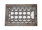 hard to find early 20th century antique american "geometric" pattern interior residential ornamental cast iron air intake grate with bare metal finish