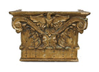 all original american depression era interior nortown theater lobby gold leaf cast plaster column capital with spread-winged eagle
