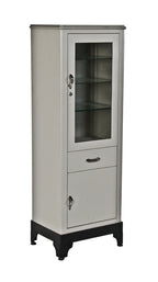 very clean and well-maintained original late 1930's vintage american medical "steeline" freestanding hospital examination room supply cabinet