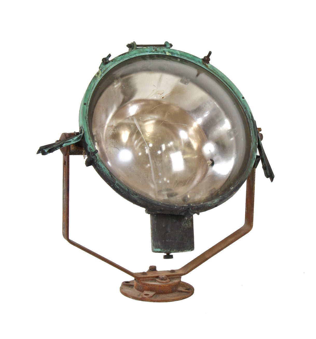 all original nicely patinated oversized c. 1930's antique american industrial exterior chicago building facade "x-ray" mogul projector floodlight