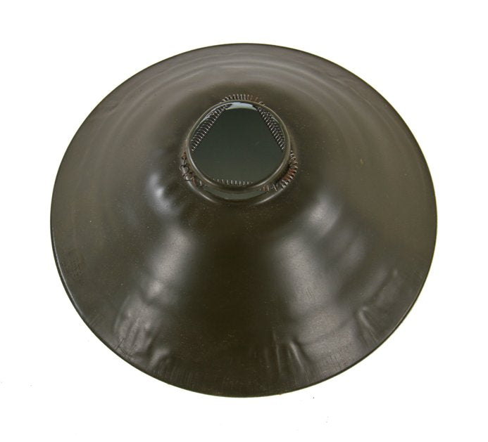 original c. 1940's new old stock world war ii-era military issue cold-rolled steel army green porcelain enameled reflector or shade