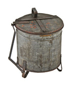 original and functional c. 1920's antique american industrial galvanized steel factory machine shop oily rag waste can with foot-operated top