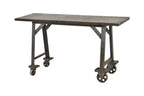 extremely durable early 20th century american industrial all-welded solid steel mobile factory machine shop workbench with fully functional iron casters