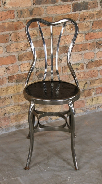 c. 1910 original fully restored american industrial chrome plated uhl art steel "perfection chair designed and patented by joeseph uhl
