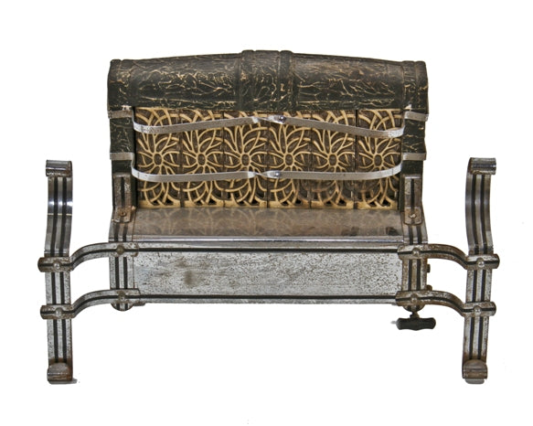 exceptional c. 1930's american art deco machine age interior residential chrome plated steel fireplace gas unit heater with original radiating elements