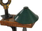 c. 1930's american antique industrial single replacement folded and pressed baked green enameled tin metal factory pendant shade