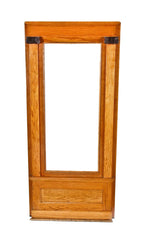 all original early 20th century golden oak wood wall-mount interior residential pier mirror with gesso ornamented ionic capitals