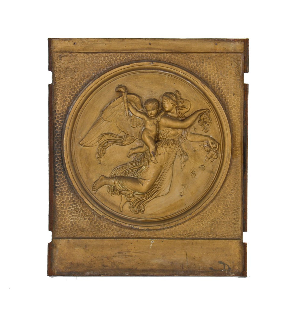 hard to find and highly desirable late 19th century american victorian era residential cast iron figural fireplace fireback
