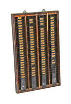 early 20th century largely intact antique american industrial oversized wall-mount paint factory "in" time card varnished oak rack with steel dividers