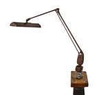 anodized bronze enameled american industrial "floating arm" factory machine shop workbench clamp-on adjustable fluorescent task lamp