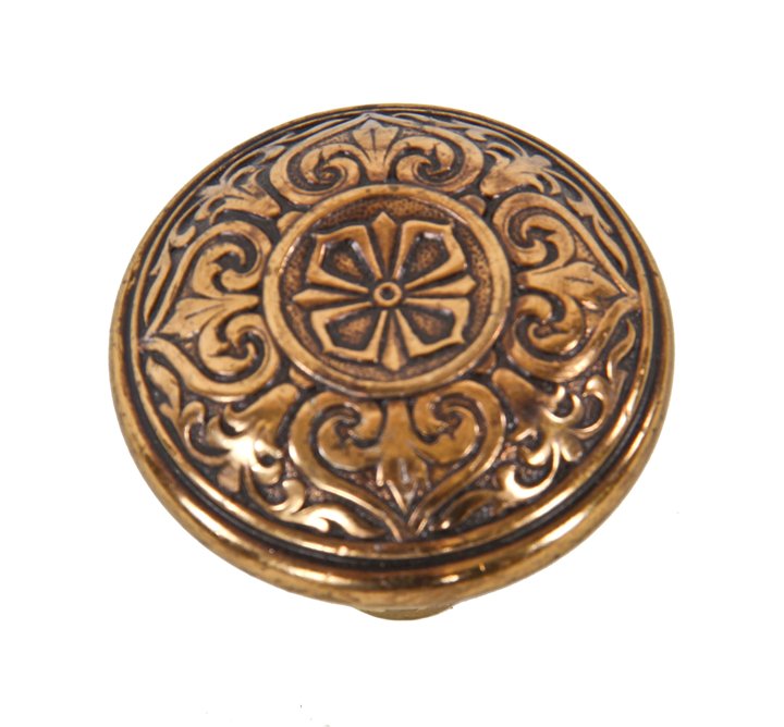 single c. 1870's lightly polished original american ornamental solid bronze interior residential "compression cast" antique doorknob
