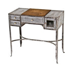 early 1920's antique american medical stationary cold-rolled steel hospital examination room supply cabinet and/or workstation with brushed metal finish