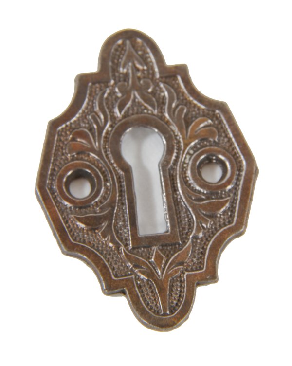 original 19th century antique american ornamental oversized cast iron interior residential passage door keyplate