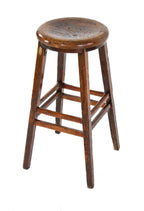 well-built c. 1900's american antique industrial timeworn quartered oak wood four-legged stationary draftsman stool